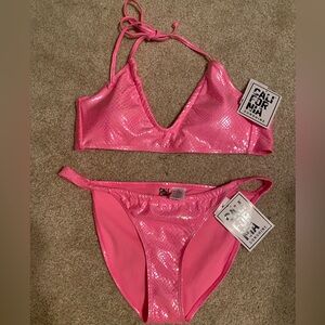 Shimmery Pink Bikini Set